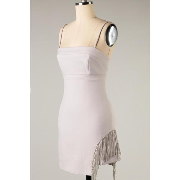 NEW LE LIS rhinestone fringe dress in lavender - Picture 2 of 3